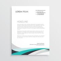 modern letterhead design template with blue wavy shape vector