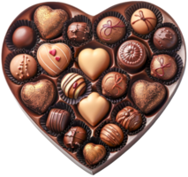 assorti des chocolats dans une en forme de coeur boîte png