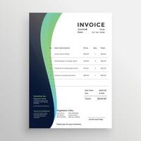 modern invoice template in wavy style vector