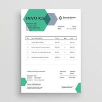 invoice template design with modern hexagonal shape vector