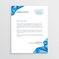 abstract blue triangle style letterhead design vector