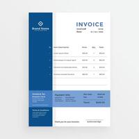 clean blue business invoice template design vector