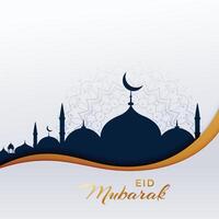 eid mubarak islamic greeting with mosque vector