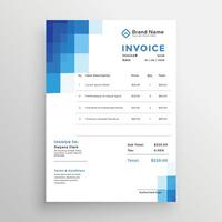 blue mosaic style invoice template vector
