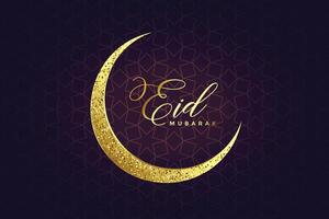 golden glitter eid moon design background vector