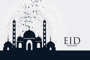 eid mubarak festival mosque greeting background vector