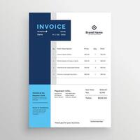 blue clean business invoice template vector