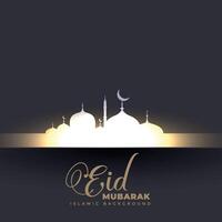 beautiful glowing mosque eid mubarak background vector