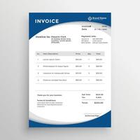 professional blue business invoice template vector