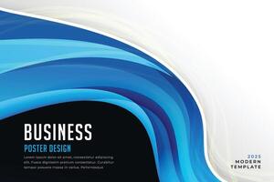 abstract blue business wave poster design vector