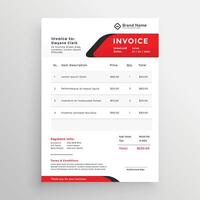 stylish red theme invoice template vector