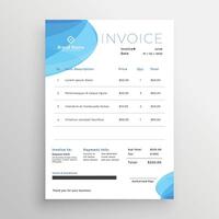 minimal blue business invoice template vector