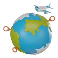 Discover World, 3D Globe Icon Render for Travel and Adventure. 3D Render png