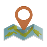 3d kaart pin icoon voor reizen en navigatie. 3d geven png