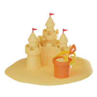 3d sabbia castello per estate ricreazione. 3d rendere png