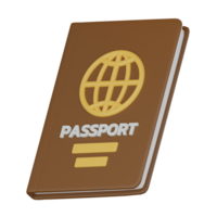 3d icône de passeport et vacances essentiel pour loisir Voyage. 3d rendre png