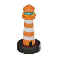 Guiding Light Stunning 3D Lighthouse Icon for Nautical Navigation. 3D Render png