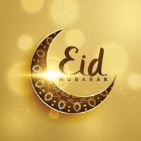premium crescent moon with floral decoration for islamic eid festival vector