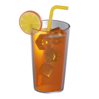 Orange Juice in Glass with Cool Ice. 3D Render png