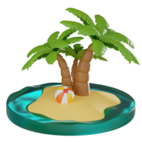 Tropical Beach Vacation with Beach Ball Icon. 3D Render png