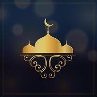 golden mosque with floral decoration for eid festival vector