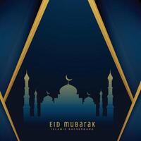 eid greeting design with mosque shape vector