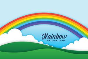 rainbow clouds and meadows background design scene vector