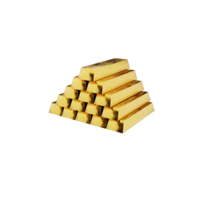 Pile of gold bars on transparent background. 3D rendering. png