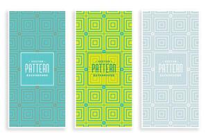 geometric square style line pattern banner design set vector