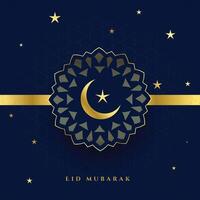 happy eid festival moon and star wishes card vector