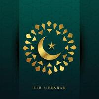 eid mubarak golden moon and star decorative background vector