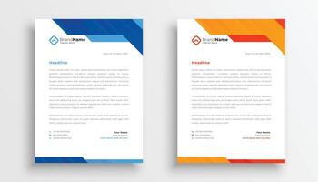 blue and orange color corporate letterhead template in set vector