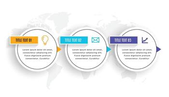 Tres pasos infografía elementos cronograma modelo diseño vector