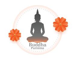 happy buddha purnima religious background with floral design vector