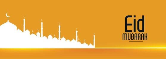 attractive eid festival banner with mosque silhouette vector