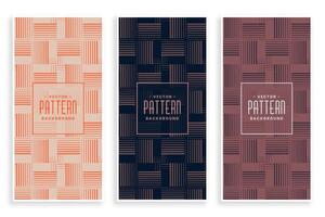 abstract horizontal and vertical lines pattern banners set vector