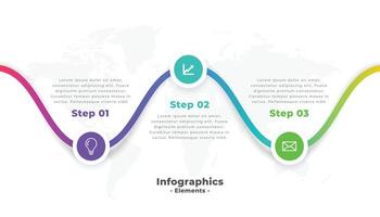 Tres pasos moderno profesional infografía modelo diseño vector