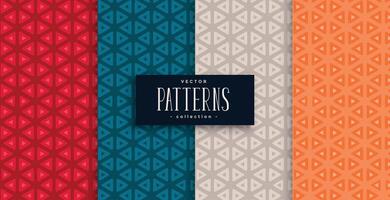 geometric triangle patterns set and four colors vector