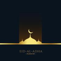 beautiful golden mosque eid al adha greeting vector