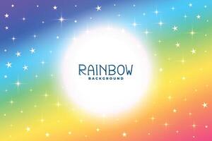 colorful rainbow background with stars and sparkles vector