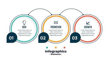 Tres pasos circulo línea infografia modelo diseño vector