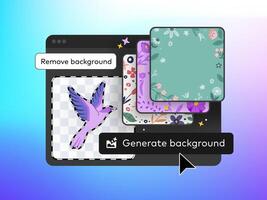 Generate a new Background. Contextual Task Bar. Artificial intelligence offers a variety of backgrounds. Generated Variations of Patterns. illustration vector