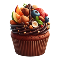 cioccolato Cupcake con noccioline isolato su trasparente sfondo png
