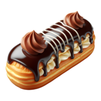 French eclair pastry isolated on transparent background png