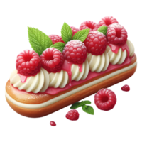 French eclair pastry isolated on transparent background png