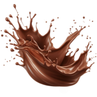 Chocolate splash isolated on transparent background, chocolate milk, brown liquid png