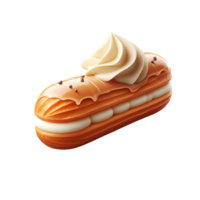 French eclair pastry isolated on transparent background png