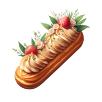 French eclair pastry isolated on transparent background png