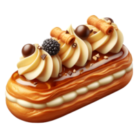 French eclair pastry isolated on transparent background png