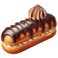 French eclair pastry isolated on transparent background png